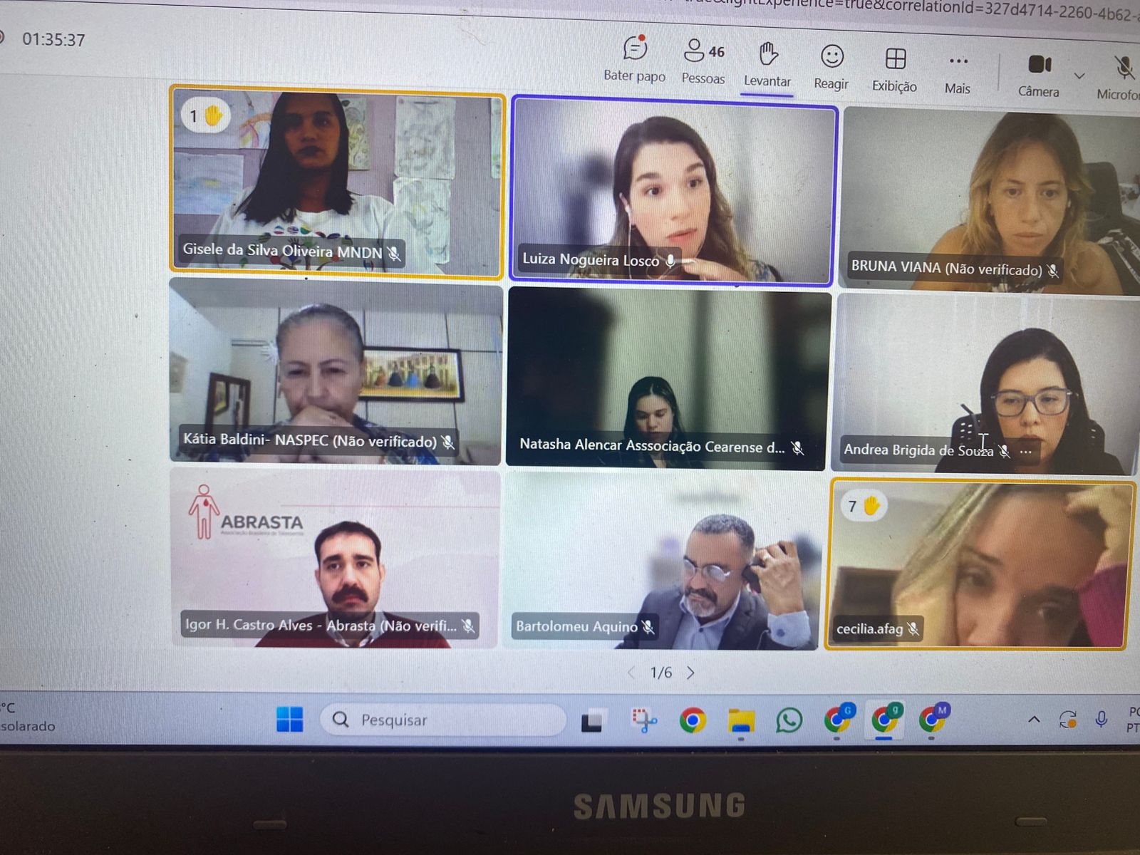 Lideranças do MNDN participando de reunião online da Conitec